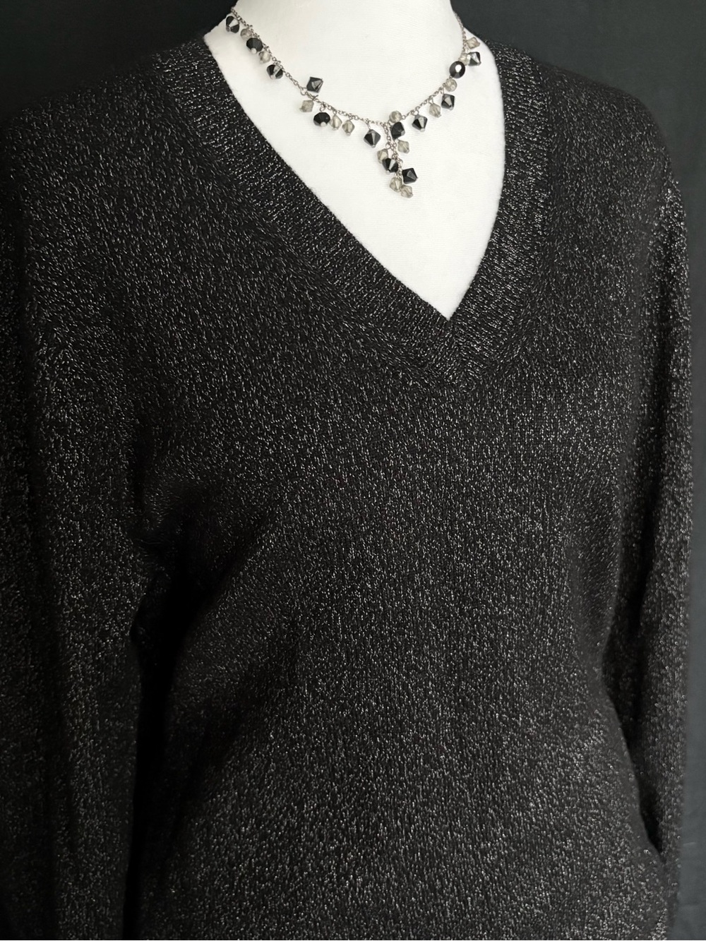 Cashmere sweater Charter Club V-Neck in metallic Black
